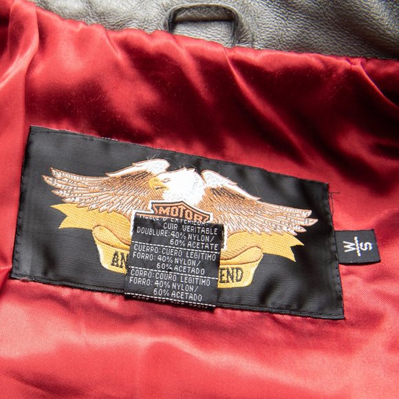 Harley Davidson Genuine Leather Jacket Motorcycle Biker Grey Silver Size Small - Picture 3 of 12